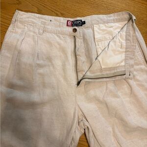 Vintage 90s Chaps Ralph Lauren Linen Blend Pleated Pants Mens 38x32 Golf Oatmeal